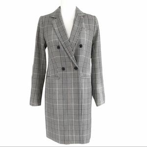 Banana Republic Double-Breasted Gray Plaid Women's Blazer